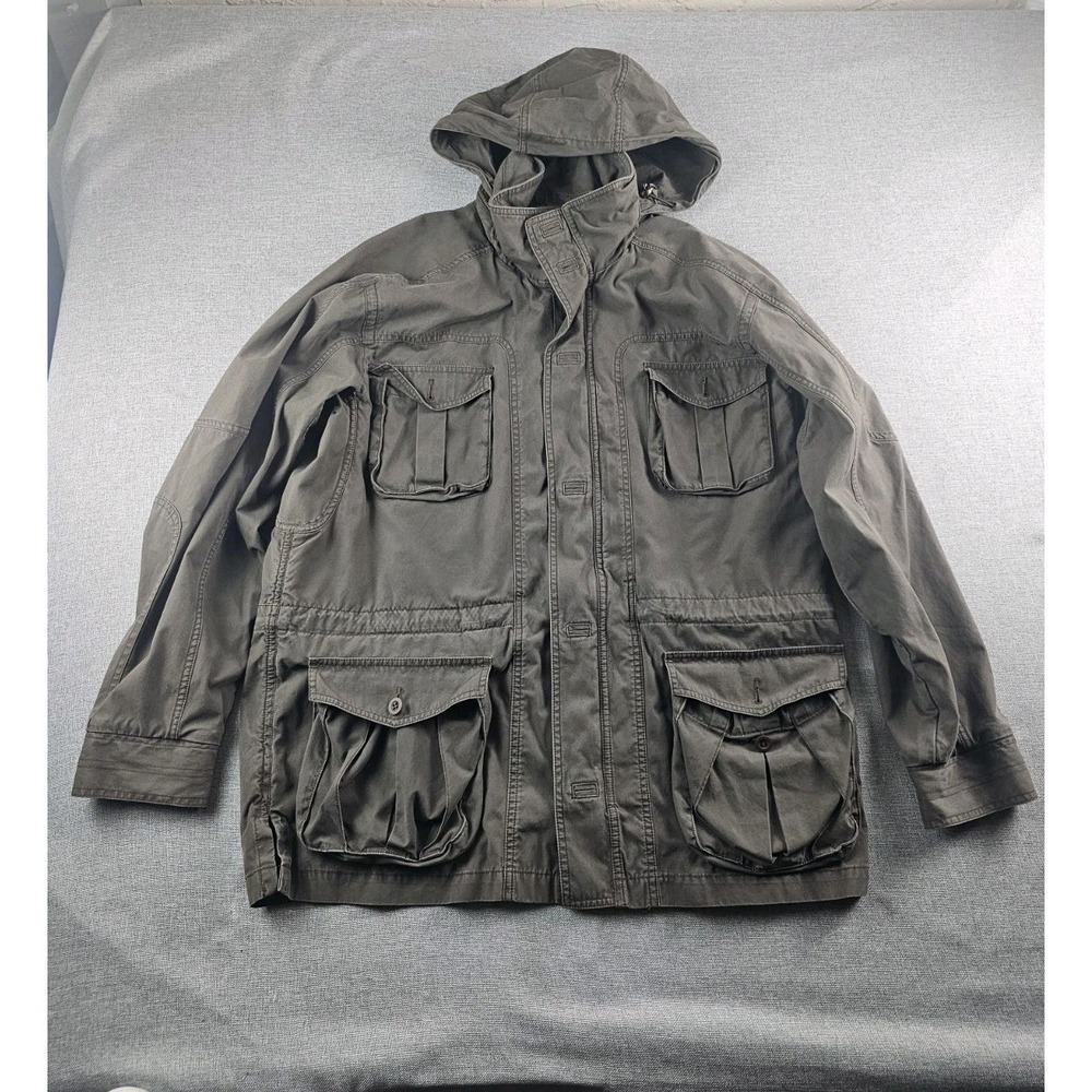 LL Bean Safari  Jacket Mens M Field  Hunting Military Ourdoor Packable Hood